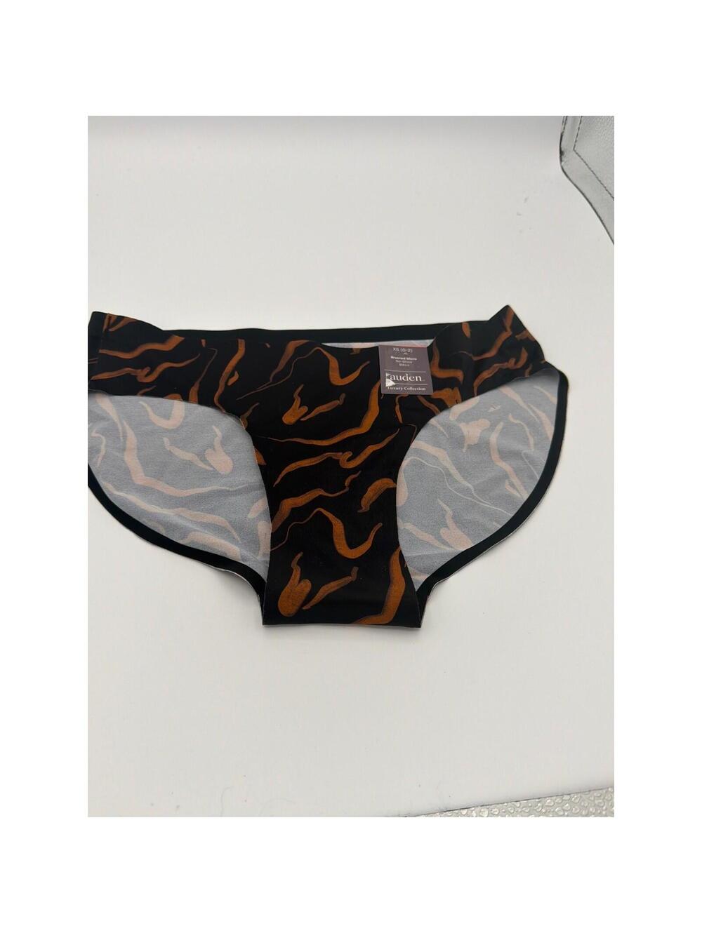 Auden Luxury Collection Brushed Micro No-Show Bikini Ebony Wave XS 0-2